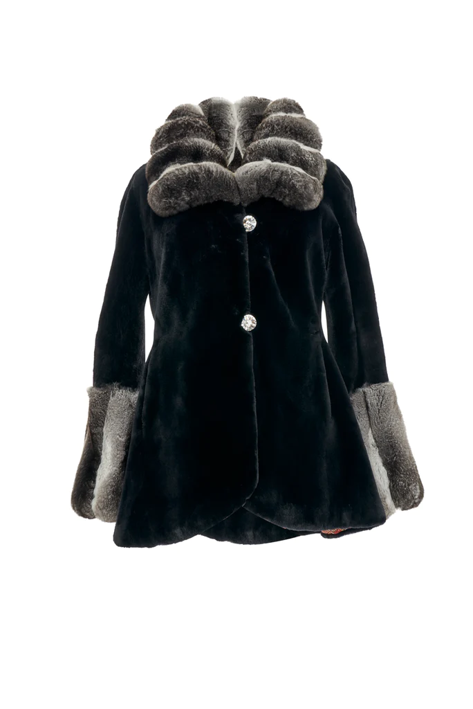 Jasmine Sheared Beaver Jacket with Chinchilla Trim