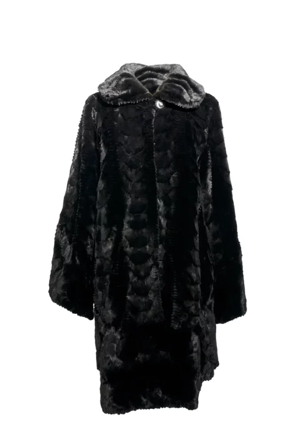 Black and silver mink fur stroller