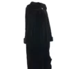 Black long mink fur coat seen from behind