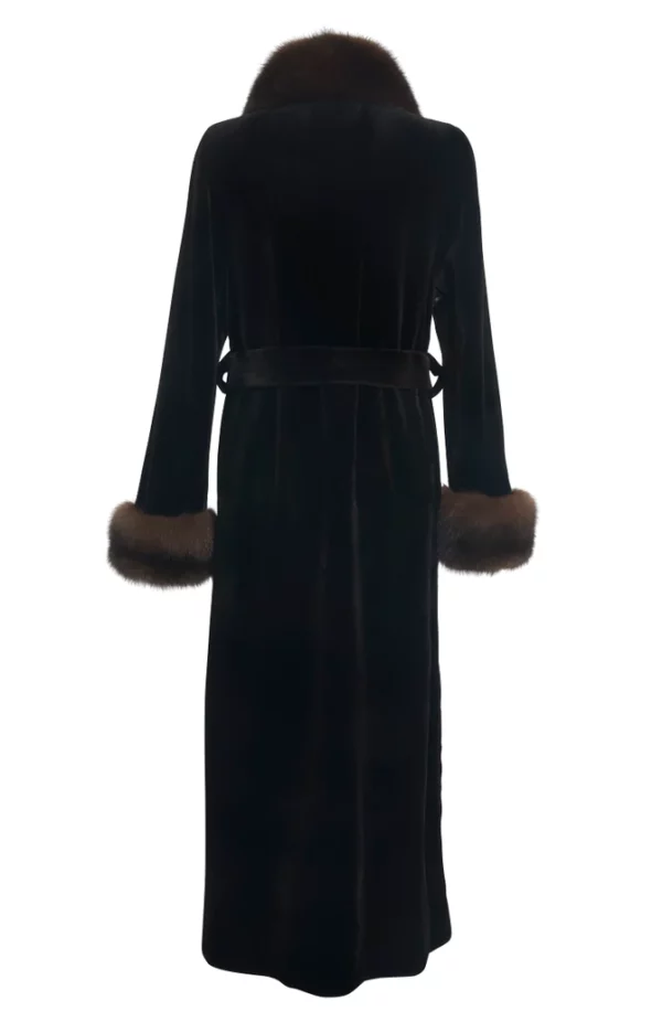 Rear view of a black mink fur coat
