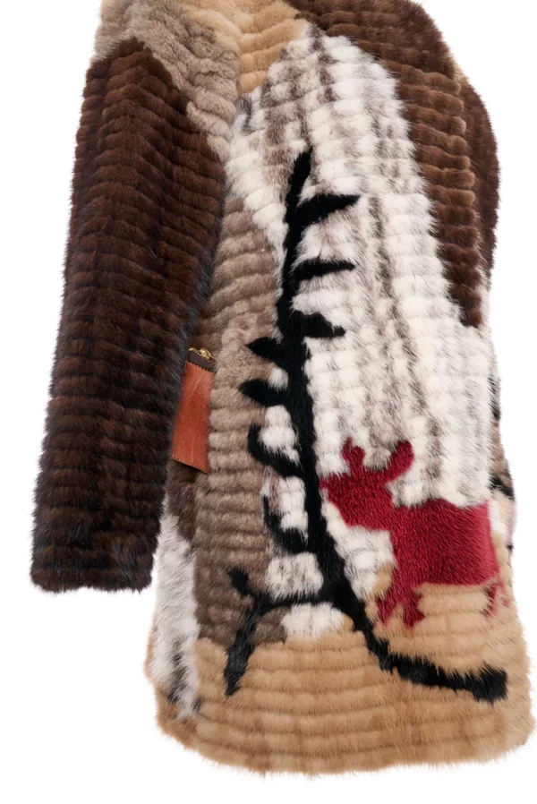 A close-up on the multicolored mink jacket from Christo's