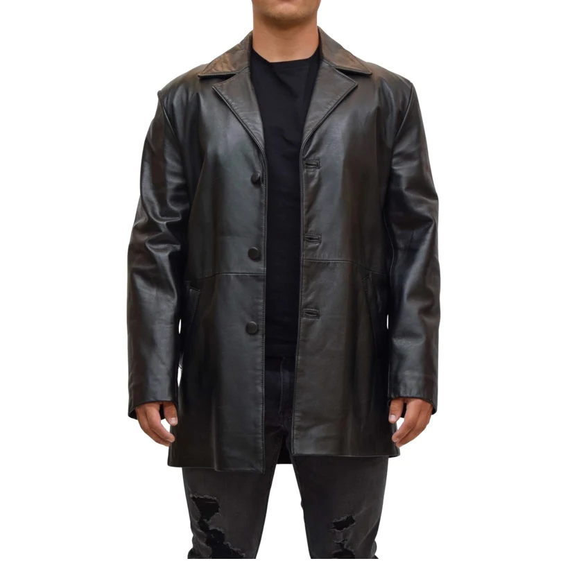 Black leather sport jacket