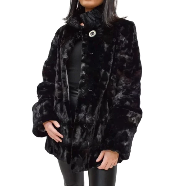 Black mink jacket with a Persian lamb collar