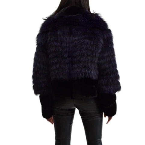 Purple fox fur and mink jacket