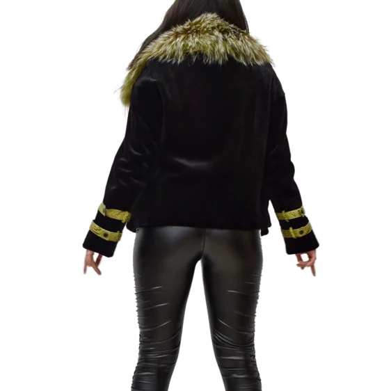 Sheared mink jacket with fox fur and leather inserts