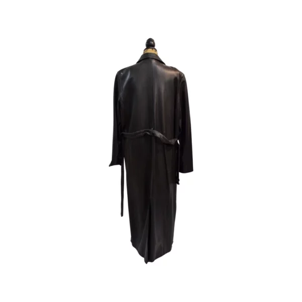 Long black leather coat for women