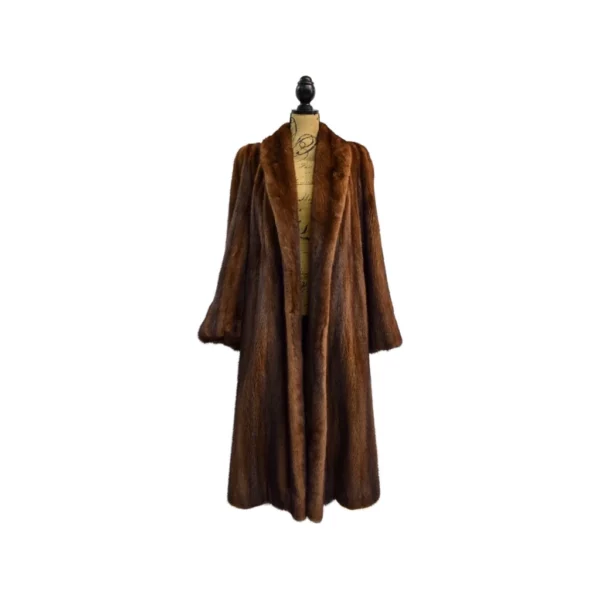 Long brown mink fur coat