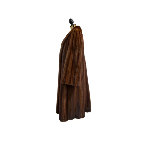 Side view of a brown mink fur coat
