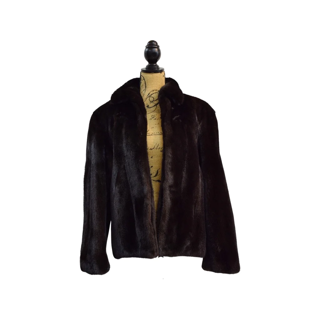 Black mink fur bomber jacket