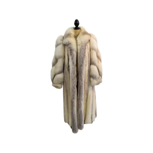 Brown mink fur coat with fox sleeves and collar