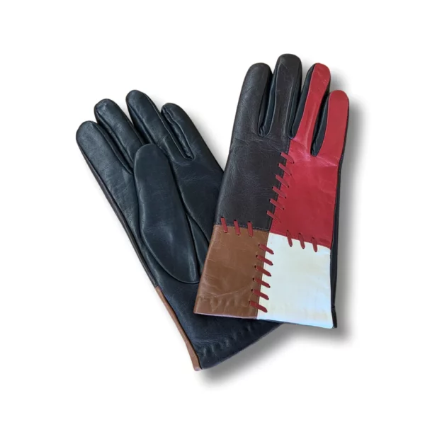 Two-tone leather gloves with 4 colors