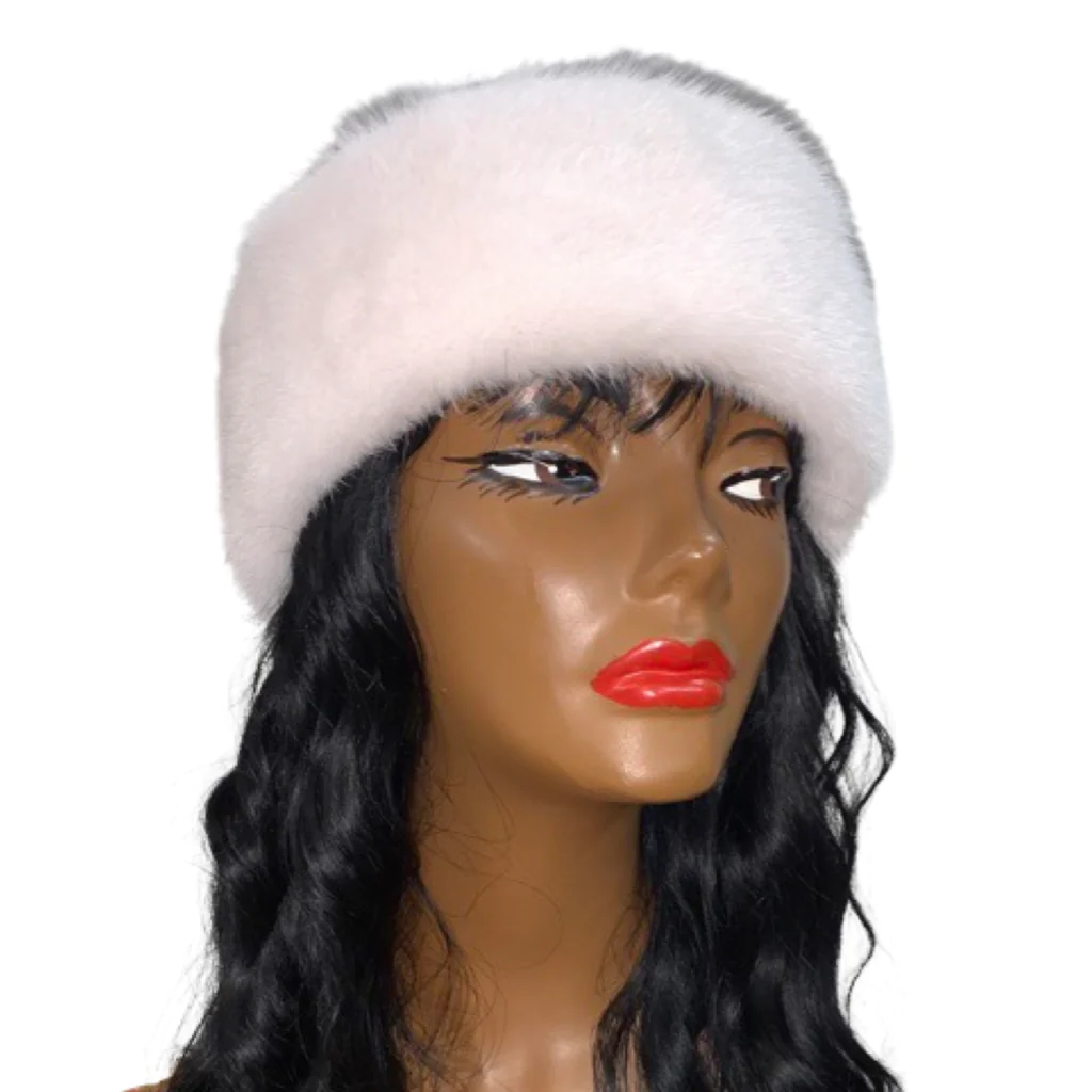 Mannequin wearing a white mink fur headband