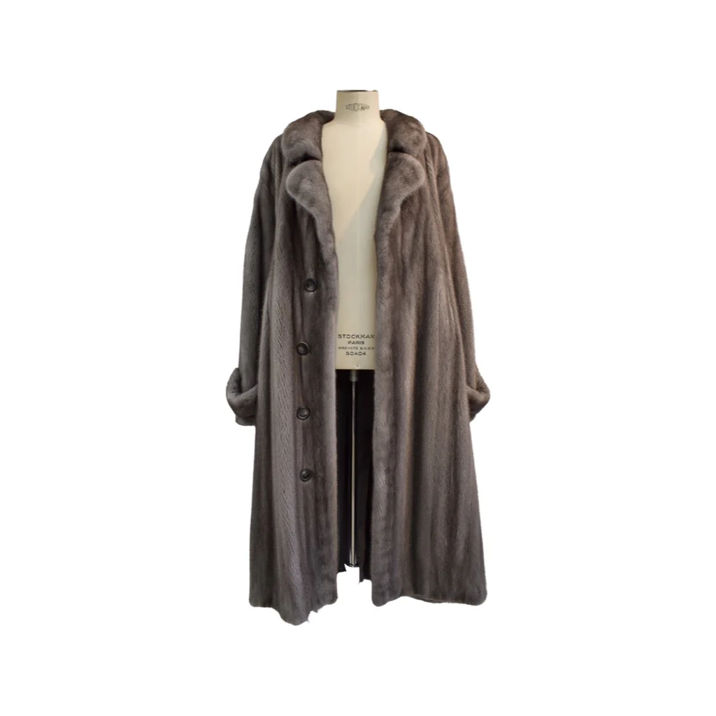 Grey mink fur coat
