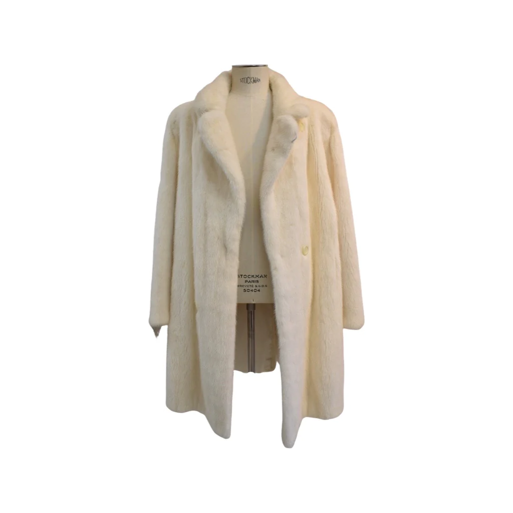 White mink fur coat for men