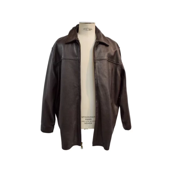 Brown leather stroller jacket